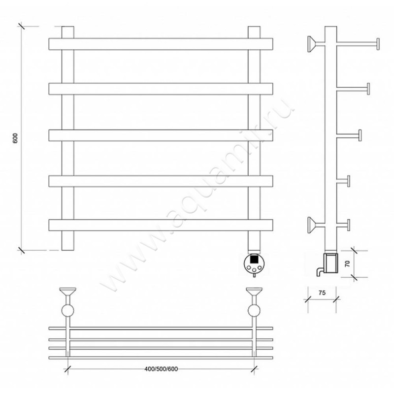 Полотенцесушитель электрический Secado Понтида 7 4603777457556 размеры