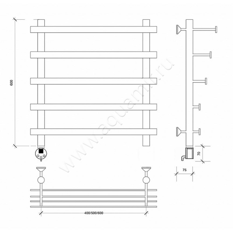 Полотенцесушитель электрический Secado Понтида 7 4603777457556 размеры