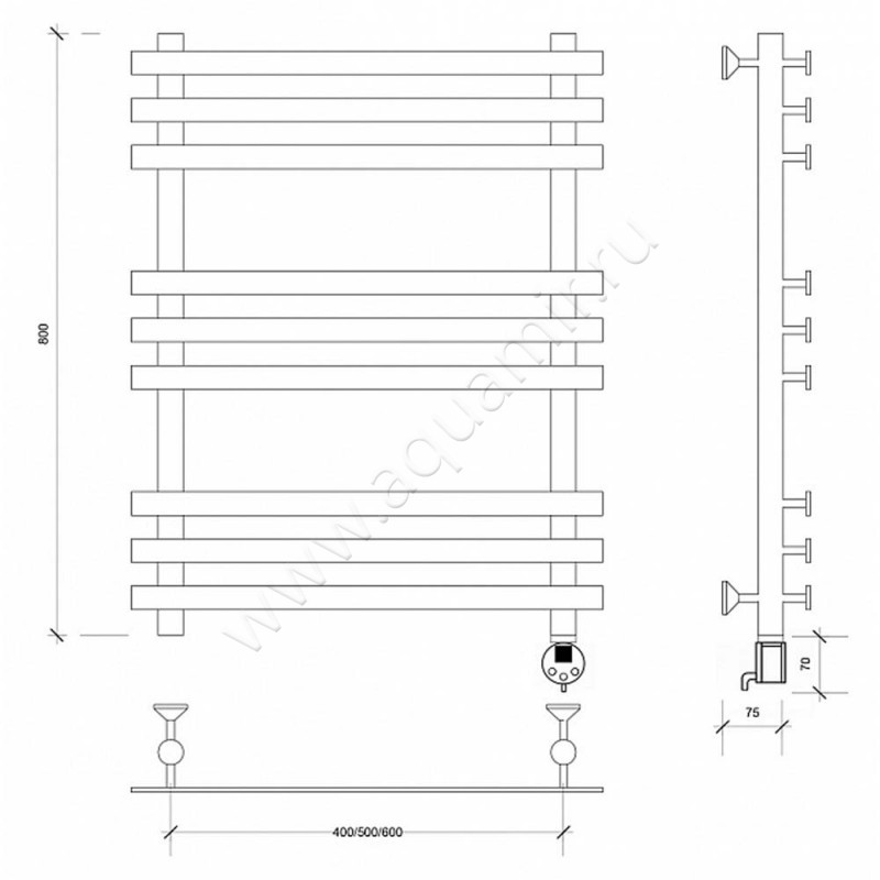 Полотенцесушитель электрический Secado Понтида плюс 4603777457761 размеры