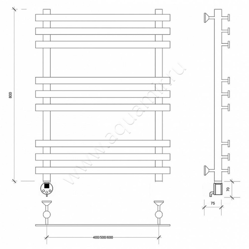 Полотенцесушитель электрический Secado Понтида плюс 4603777457761 размеры