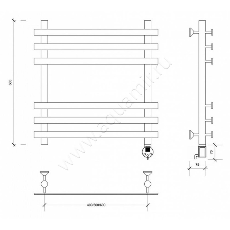Полотенцесушитель электрический Secado Понтида плюс 4603777457730 размеры