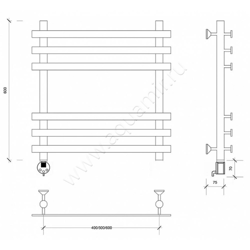 Полотенцесушитель электрический Secado Понтида плюс 4603777457730 размеры