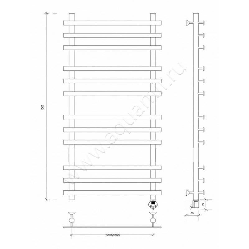 Полотенцесушитель электрический Secado Понтида плюс 4603759409511 размеры