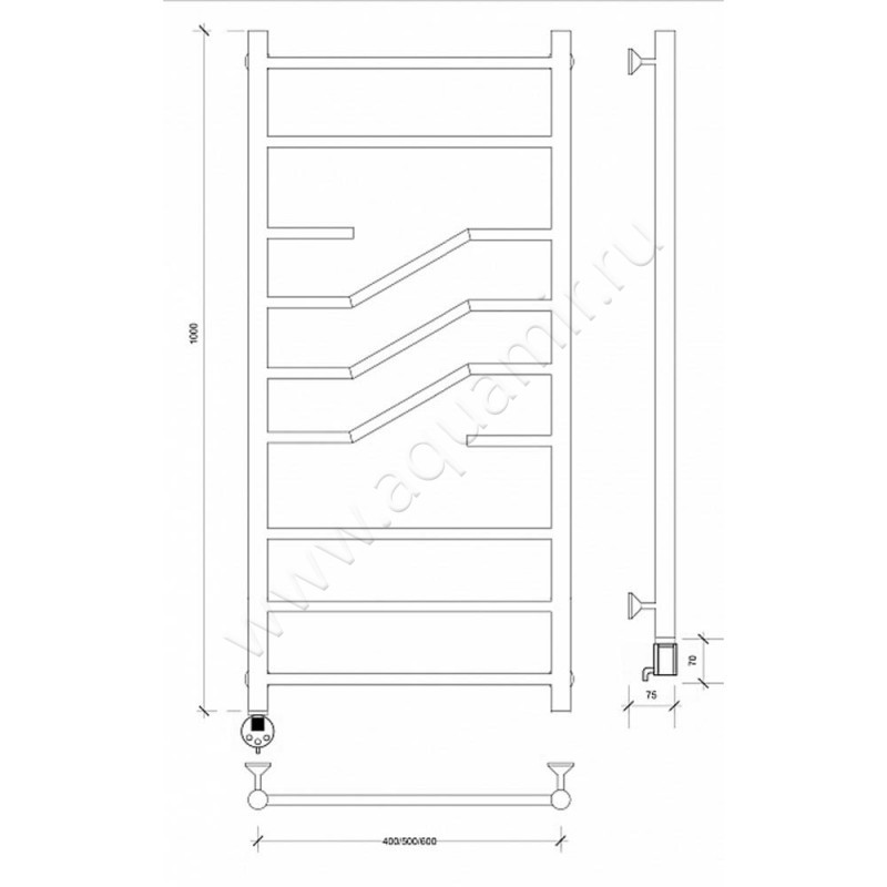 Полотенцесушитель электрический Secado Риволи 4603777458027 размеры