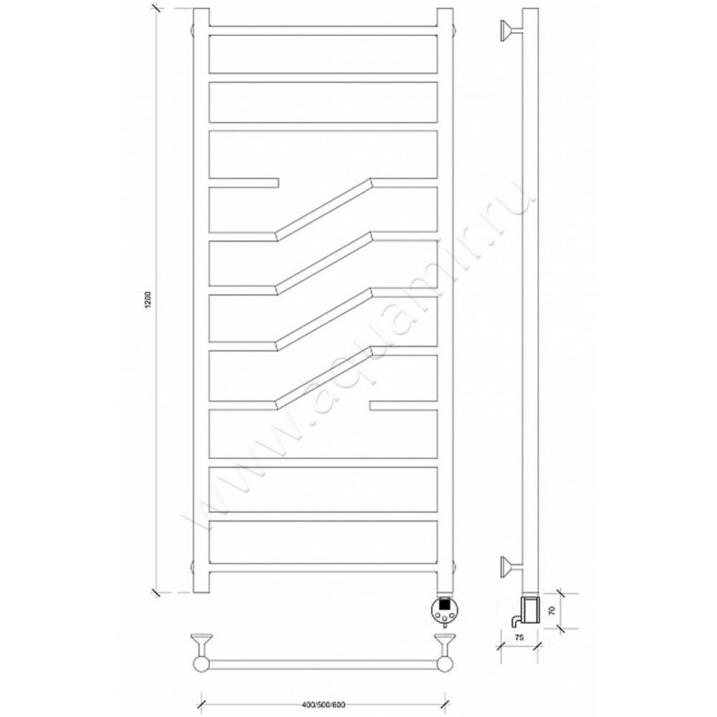 Полотенцесушитель электрический Secado Риволи 4603777458065 размеры