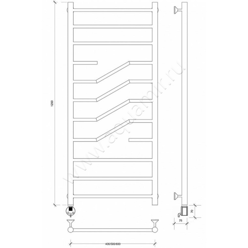 Полотенцесушитель электрический Secado Риволи 4603777458065 размеры