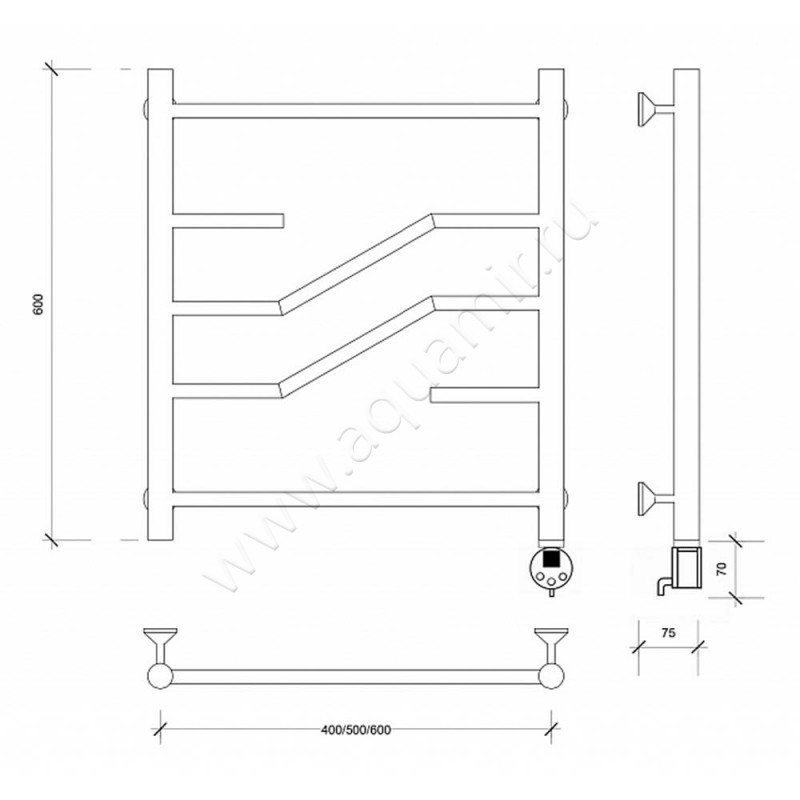 Полотенцесушитель электрический Secado Риволи 4603777457891 размеры