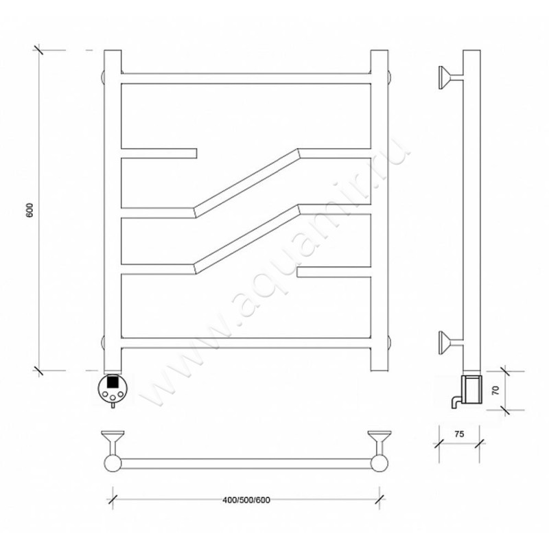 Полотенцесушитель электрический Secado Риволи 4603777457891 размеры