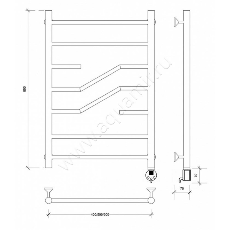 Полотенцесушитель электрический Secado Риволи 4603777457938 размеры