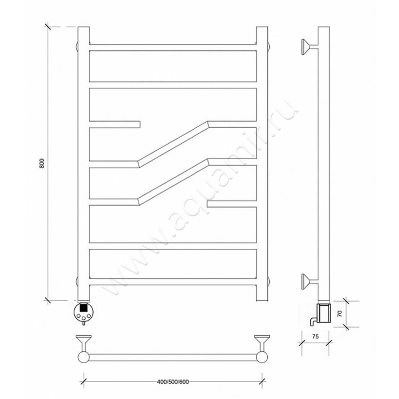 Полотенцесушитель электрический Secado Риволи 4603777457938 размеры