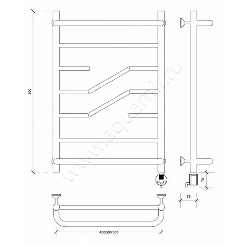 Полотенцесушитель электрический Secado Риволи 4603777458201 размеры