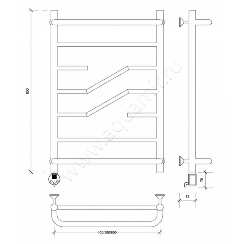 Полотенцесушитель электрический Secado Риволи 4603777458201 размеры