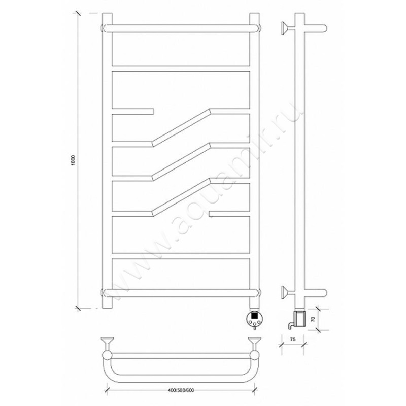Полотенцесушитель электрический Secado Риволи 4603777458225 размеры