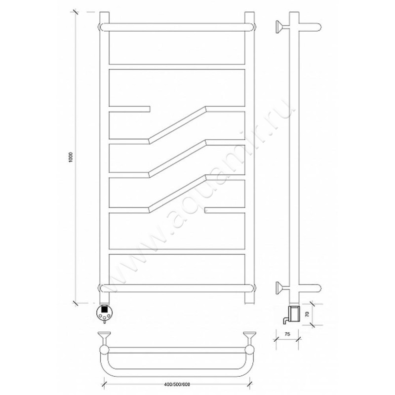 Полотенцесушитель электрический Secado Риволи 4603777458225 размеры