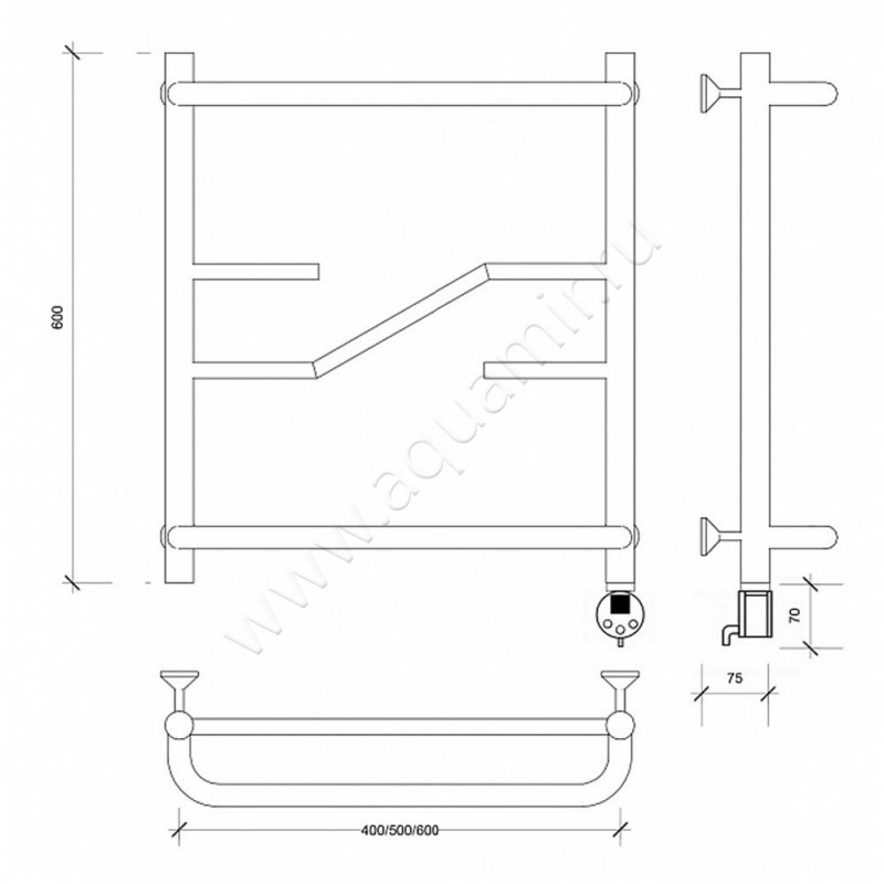 Полотенцесушитель электрический Secado Риволи 4603777458133 размеры