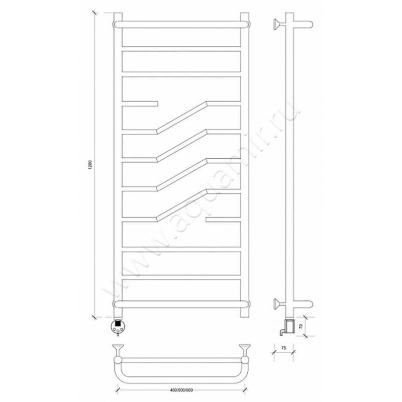 Полотенцесушитель электрический Secado Риволи 4603777458317 размеры