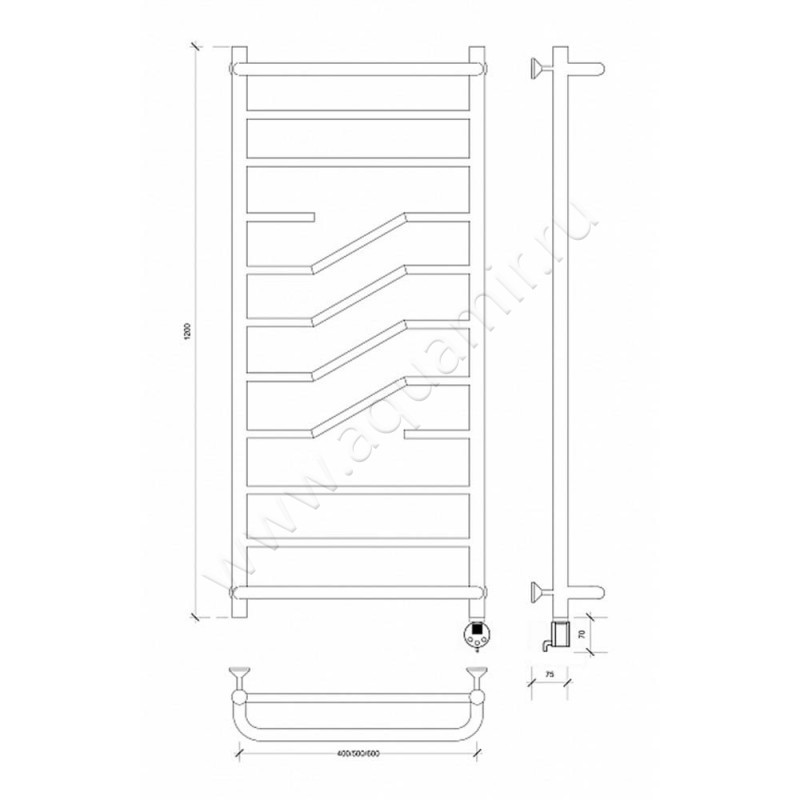 Полотенцесушитель электрический Secado Риволи 4603777458331 размеры