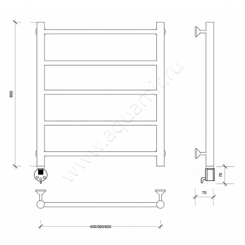 Полотенцесушитель электрический Secado Триада 1 4603777448356 размеры