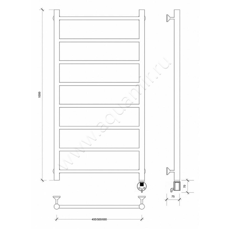 Полотенцесушитель электрический Secado Триада 1 4603777448417 размеры