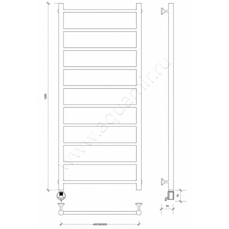 Полотенцесушитель электрический Secado Триада 1 4603777448479 размеры