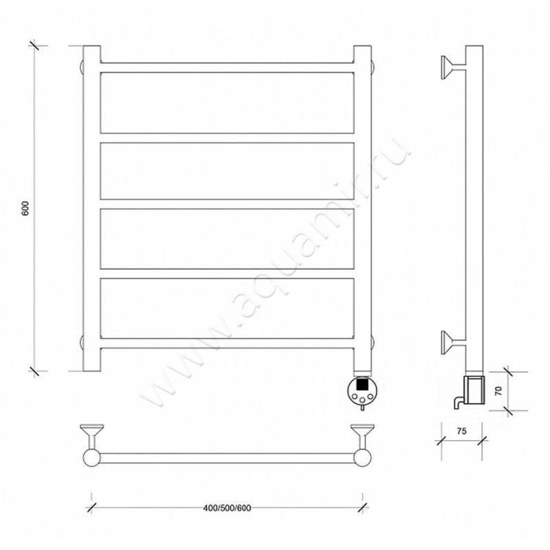 Полотенцесушитель электрический Secado Триада 1 4603759409535 размеры