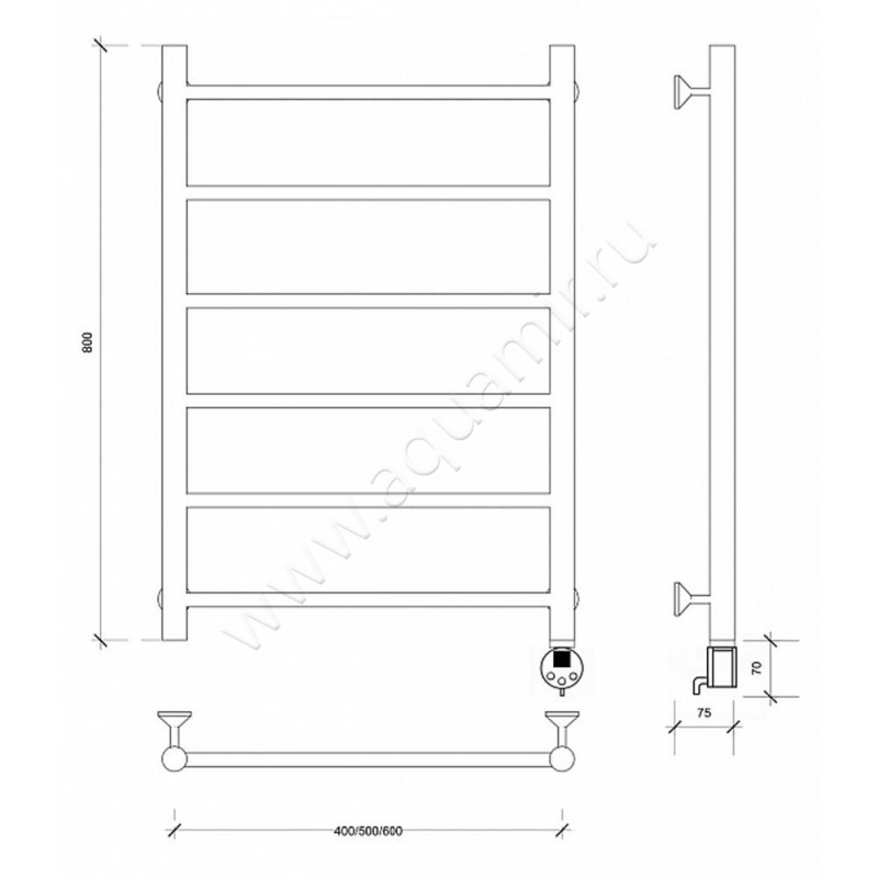 Полотенцесушитель электрический Secado Триада 1 4603759409542 размеры