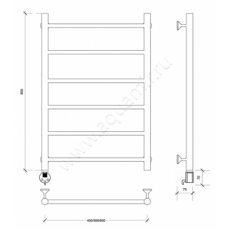 Полотенцесушитель электрический Secado Триада 1 4603759409542 размеры