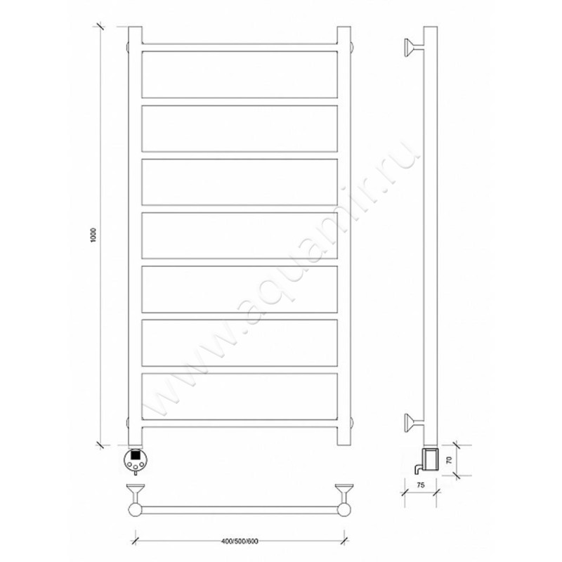 Полотенцесушитель электрический Secado Триада 1 4603759409559 размеры