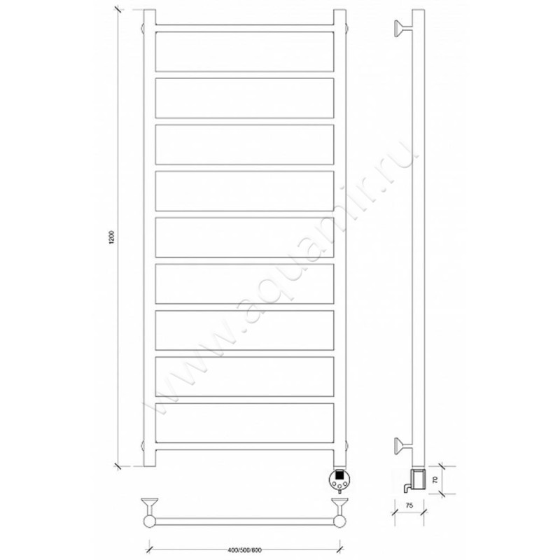Полотенцесушитель электрический Secado Триада 1 4603759409566 размеры