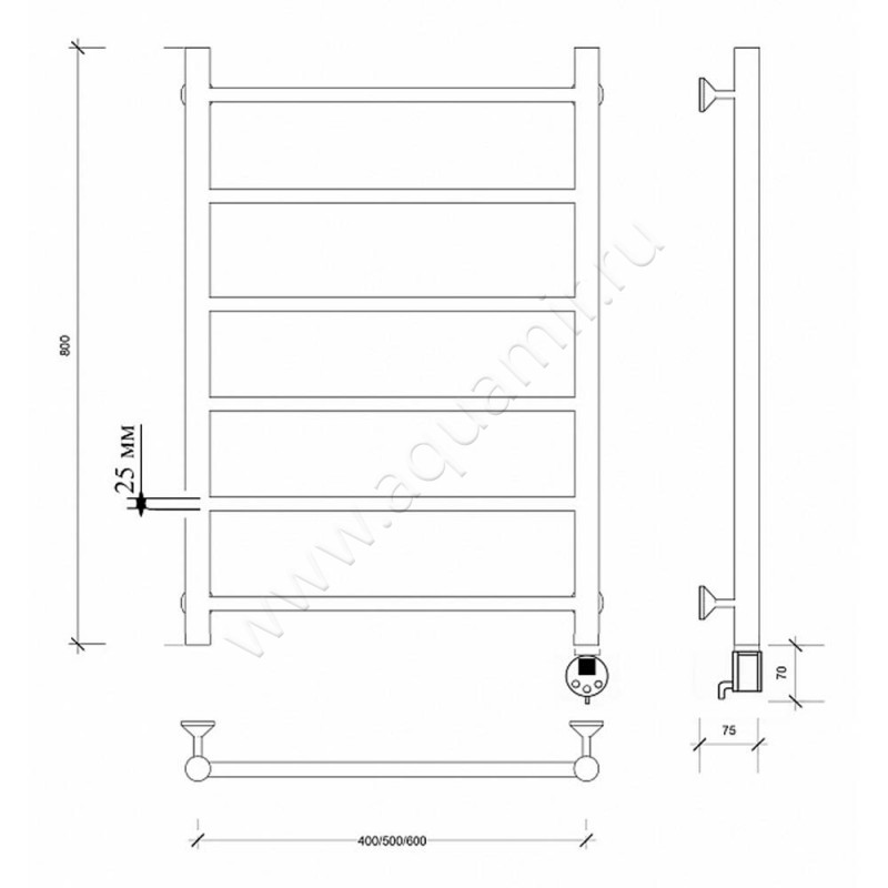 Полотенцесушитель электрический Secado Триада 1 4673739247181 размеры