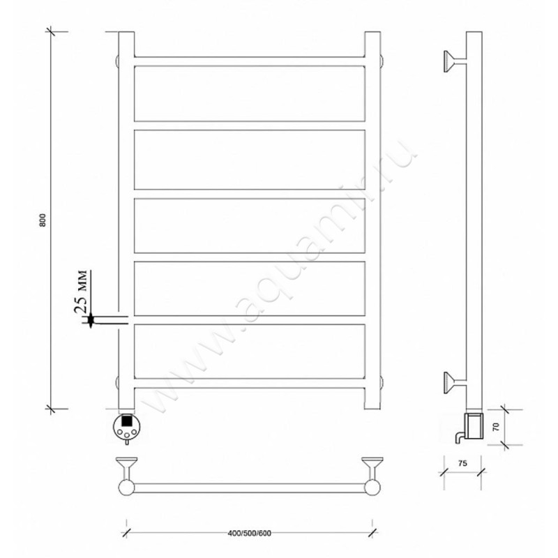 Полотенцесушитель электрический Secado Триада 1 4673739247181 размеры