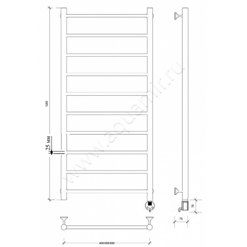 Полотенцесушитель электрический Secado Триада 1 4673739247228 размеры