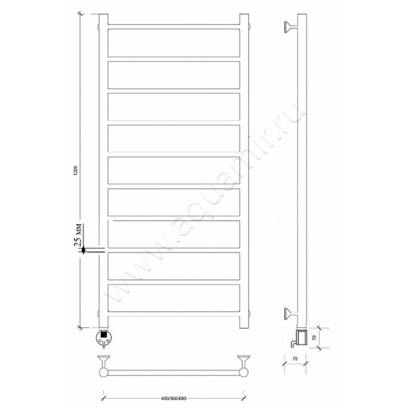 Полотенцесушитель электрический Secado Триада 1 4673739247228 размеры