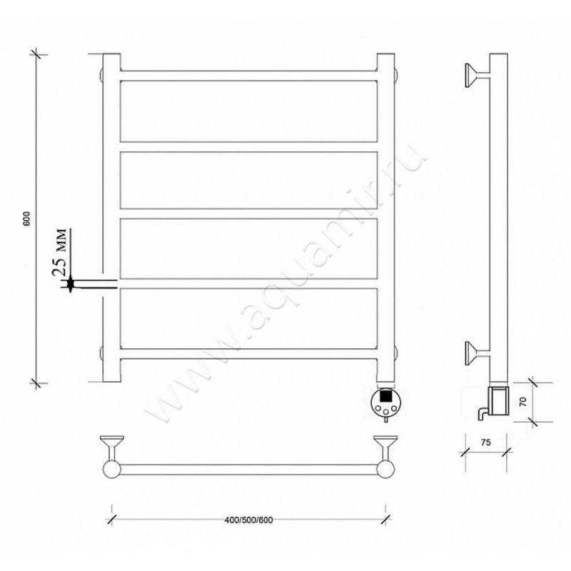 Полотенцесушитель электрический Secado Триада 1 4673739247242 размеры