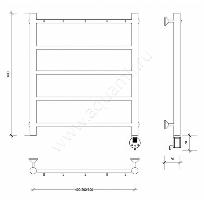 Полотенцесушитель электрический Secado Триада 1 4603759406930 размеры