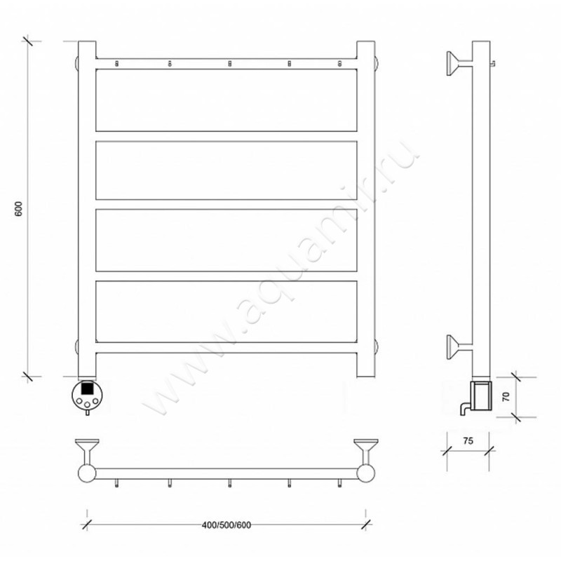 Полотенцесушитель электрический Secado Триада 1 4603759406930 размеры
