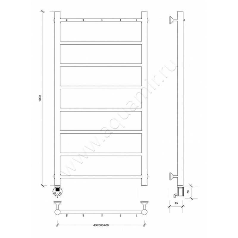 Полотенцесушитель электрический Secado Триада 1 4603759403755 размеры