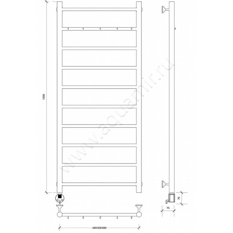 Полотенцесушитель электрический Secado Триада 1 4603759406954 размеры