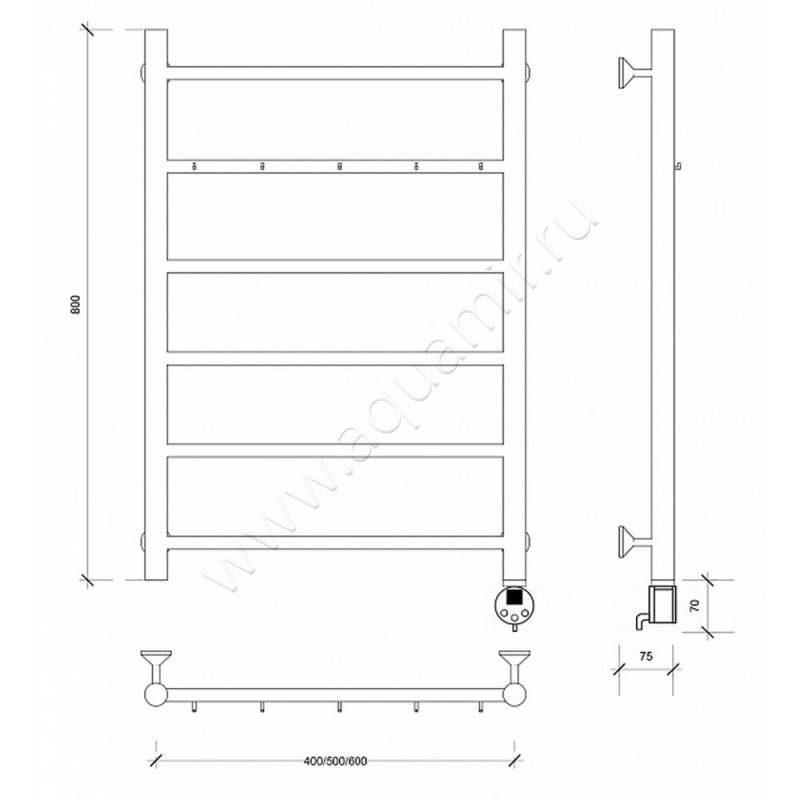 Полотенцесушитель электрический Secado Триада 1 4603777448547 размеры