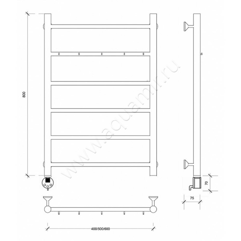 Полотенцесушитель электрический Secado Триада 1 4603777448547 размеры