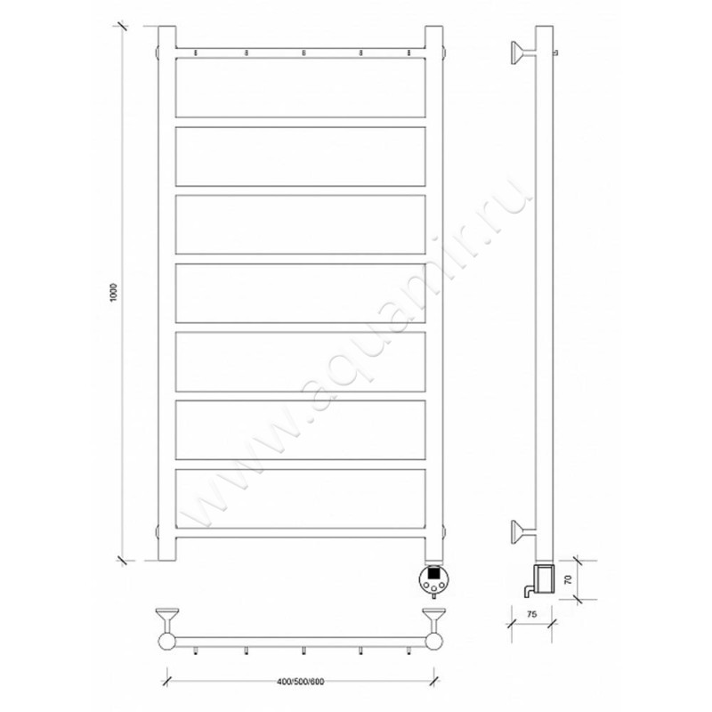 Полотенцесушитель электрический Secado Триада 1 4603777448585 размеры
