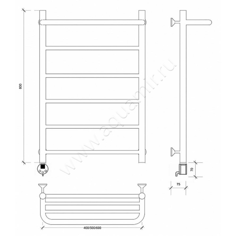 Полотенцесушитель электрический Secado Триада 1 4603777448691 размеры