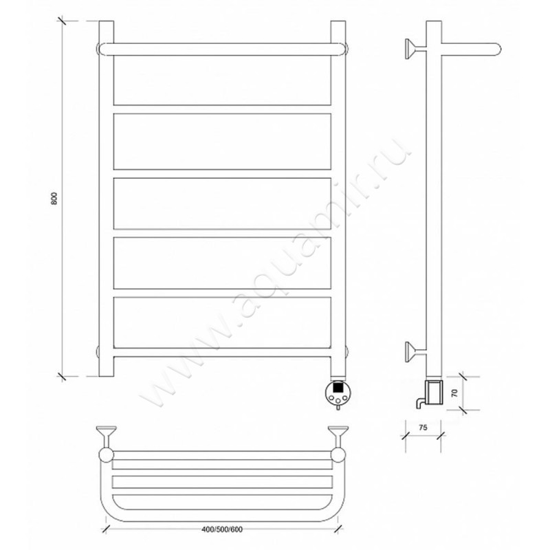 Полотенцесушитель электрический Secado Триада 1 4603777448714 размеры