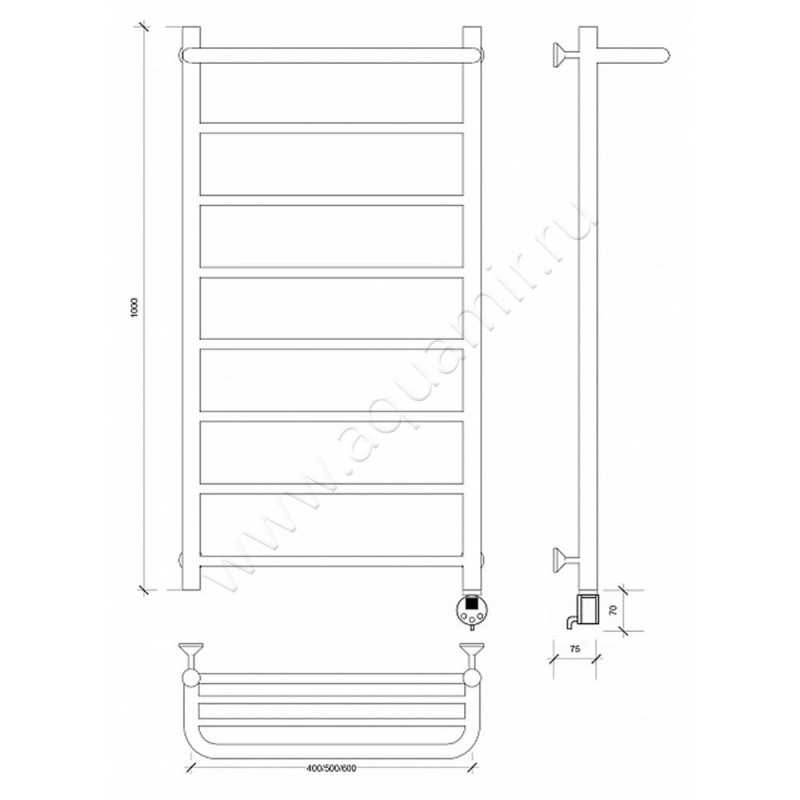 Полотенцесушитель электрический Secado Триада 1 4603777448738 размеры