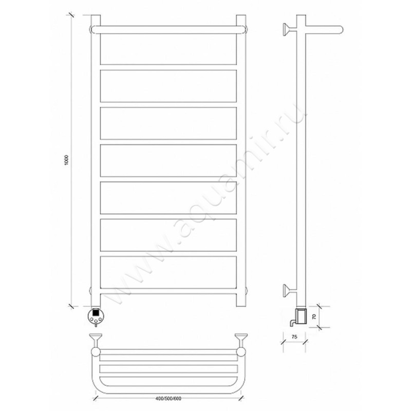 Полотенцесушитель электрический Secado Триада 1 4603777448738 размеры