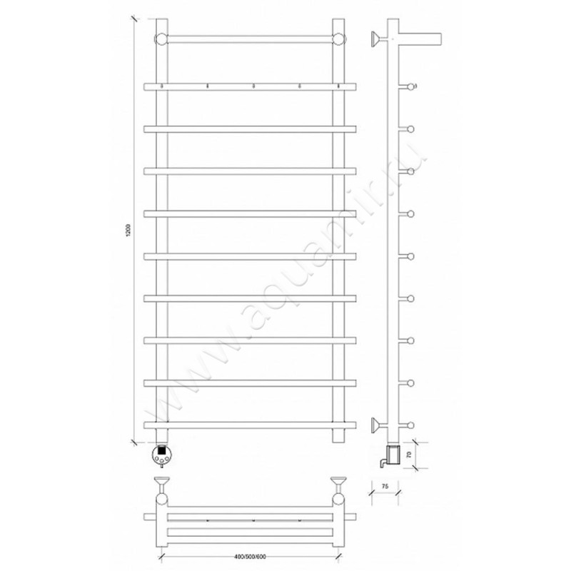 Полотенцесушитель электрический Secado Триада 1 4603777448790 размеры