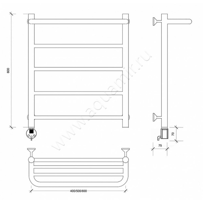 Полотенцесушитель электрический Secado Триада 1 4603777448660 размеры