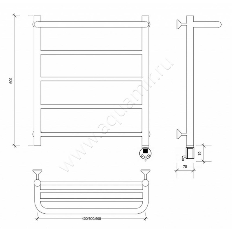 Полотенцесушитель электрический Secado Триада 1 4603759409610 размеры