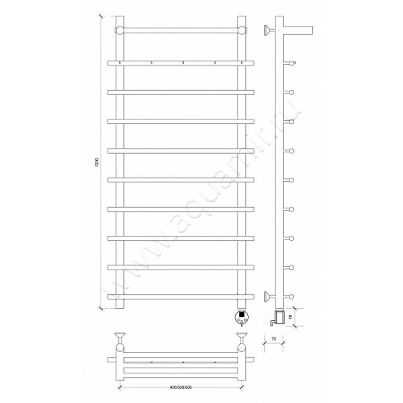 Полотенцесушитель электрический Secado Триада 1 4603777448806 размеры