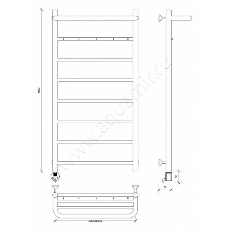 Полотенцесушитель электрический Secado Триада 1 4603777448936 размеры